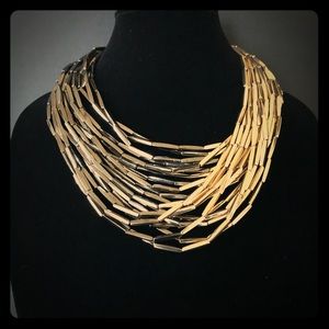 Two tone beaded metal necklace
